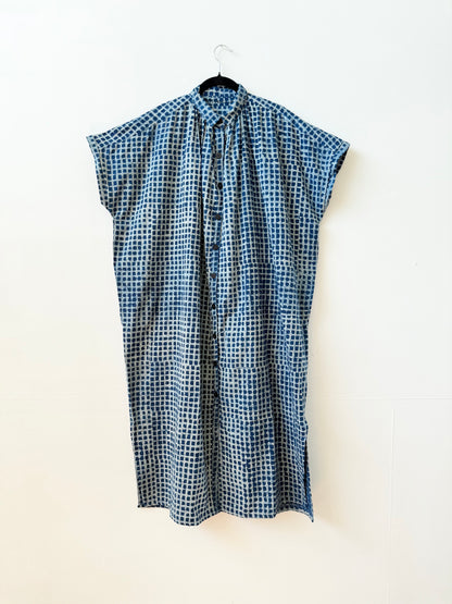 Elise Dress Indigo Check Light