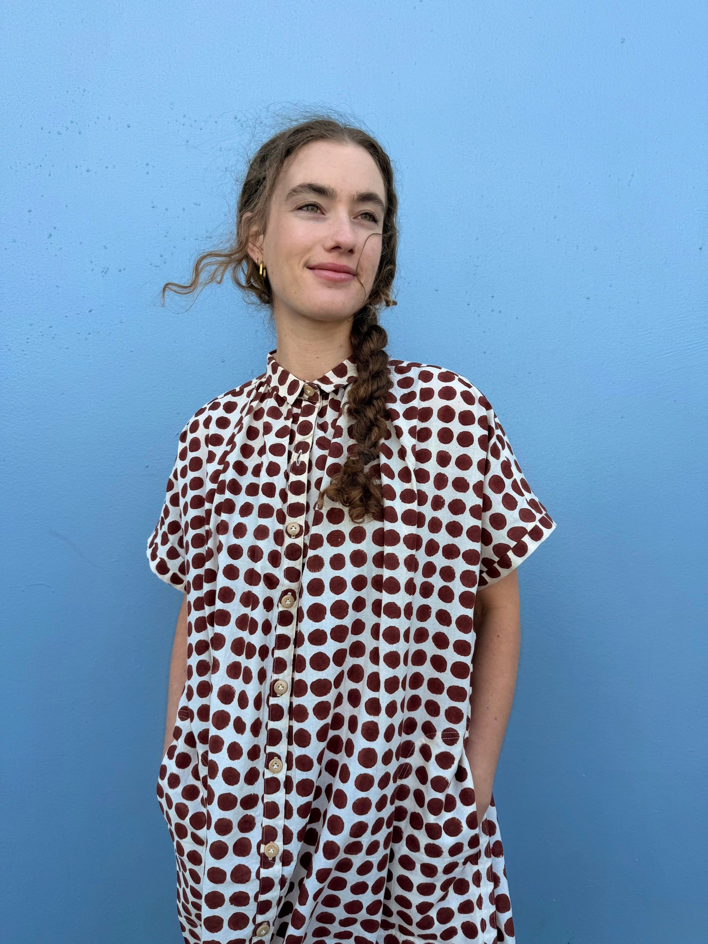 Elise Dress Brown Big Dots