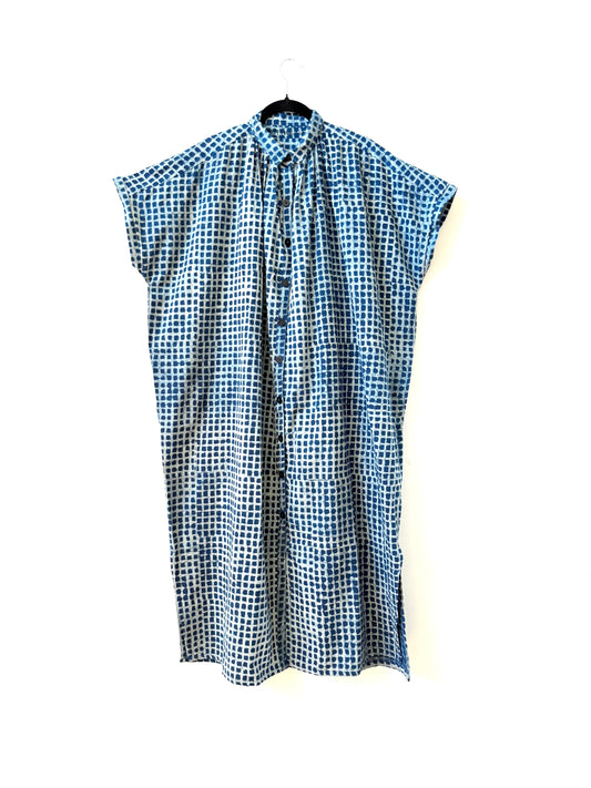 Elise Dress Indigo Check Light