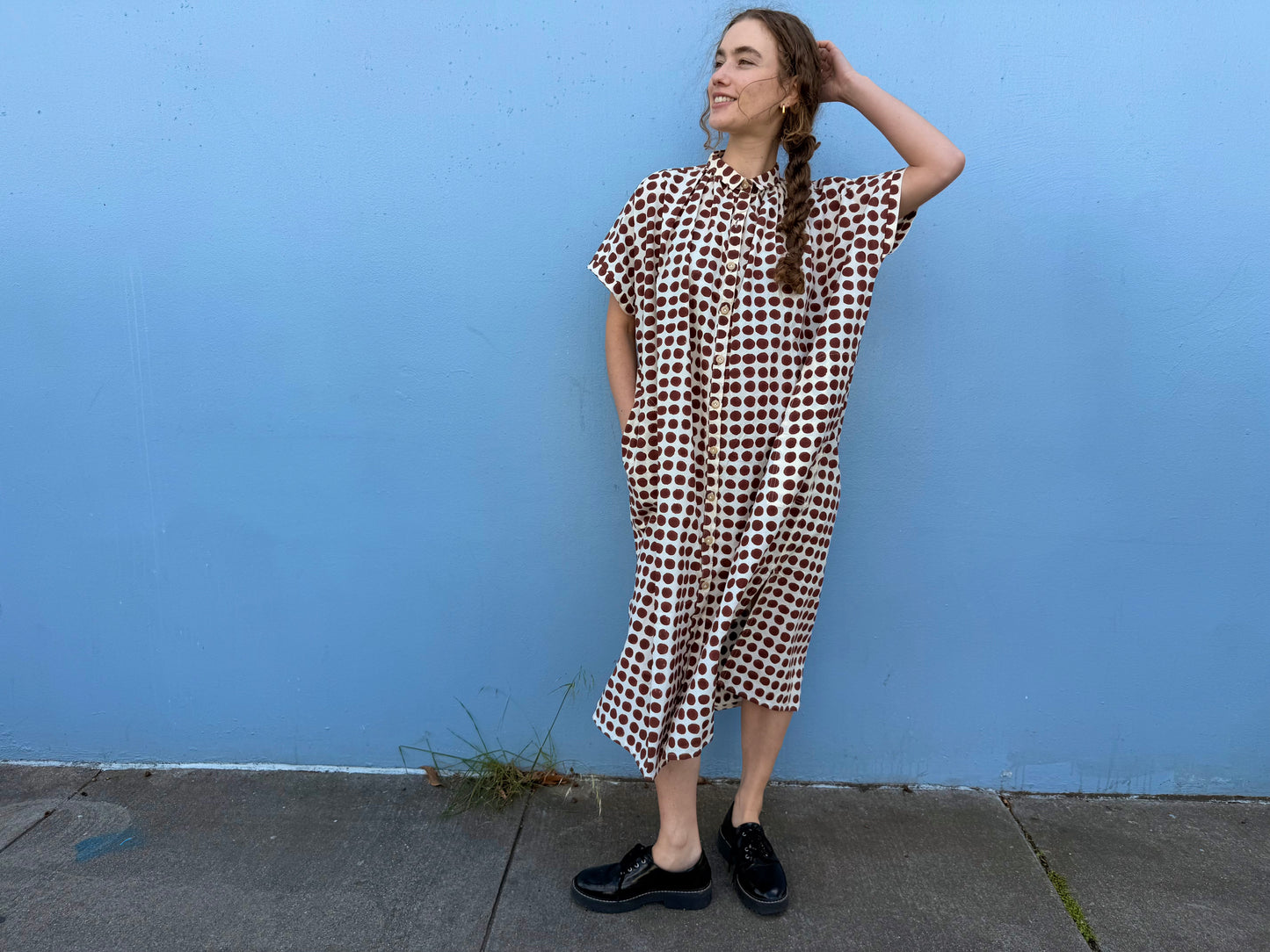 Elise Dress Brown Big Dots