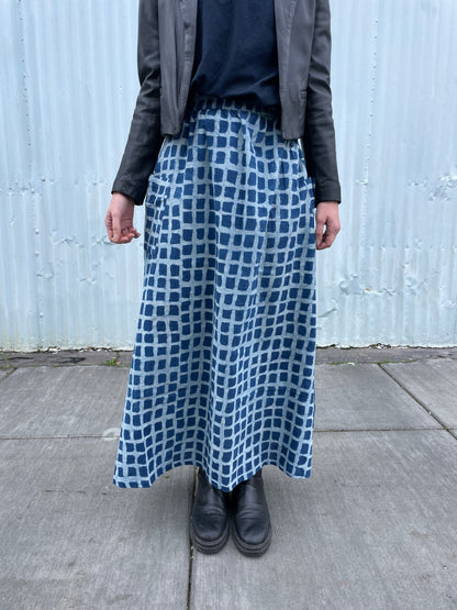 Tilda Skirt Indigo Big Squares (XS-XXL)