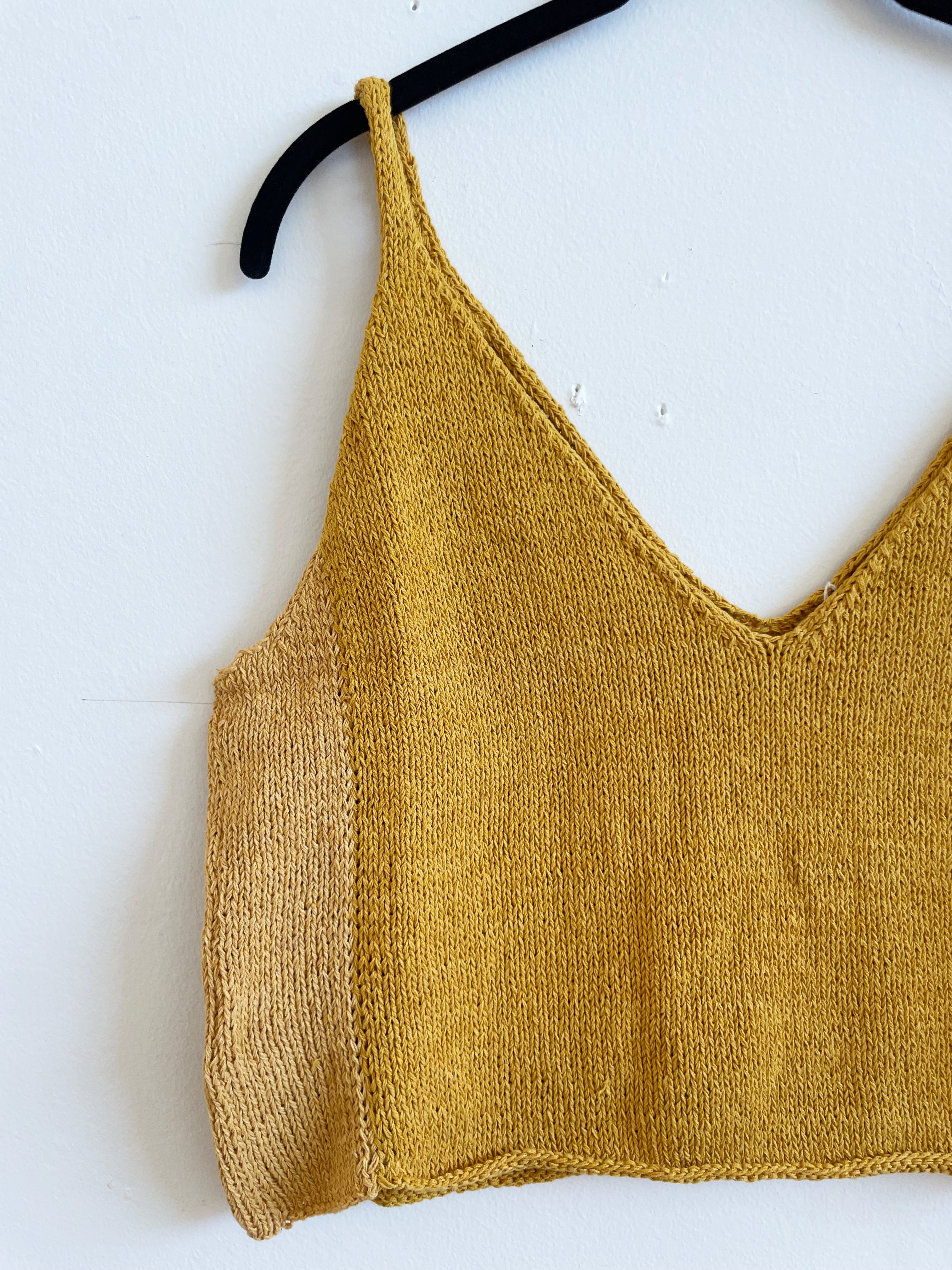 happyfrenchgang Mustard Tank Top Hand Knit Natural Dyes S