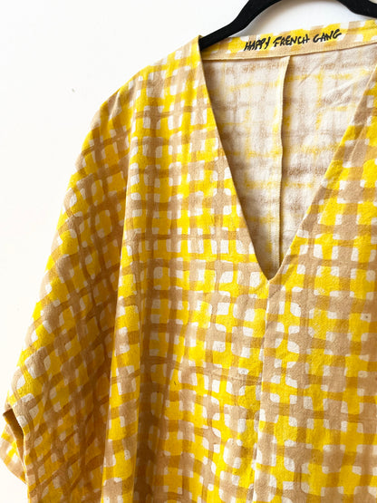 Dress Camel & Yellow Grid