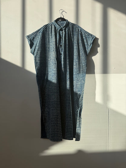 Elise Dress Indigo Check Light