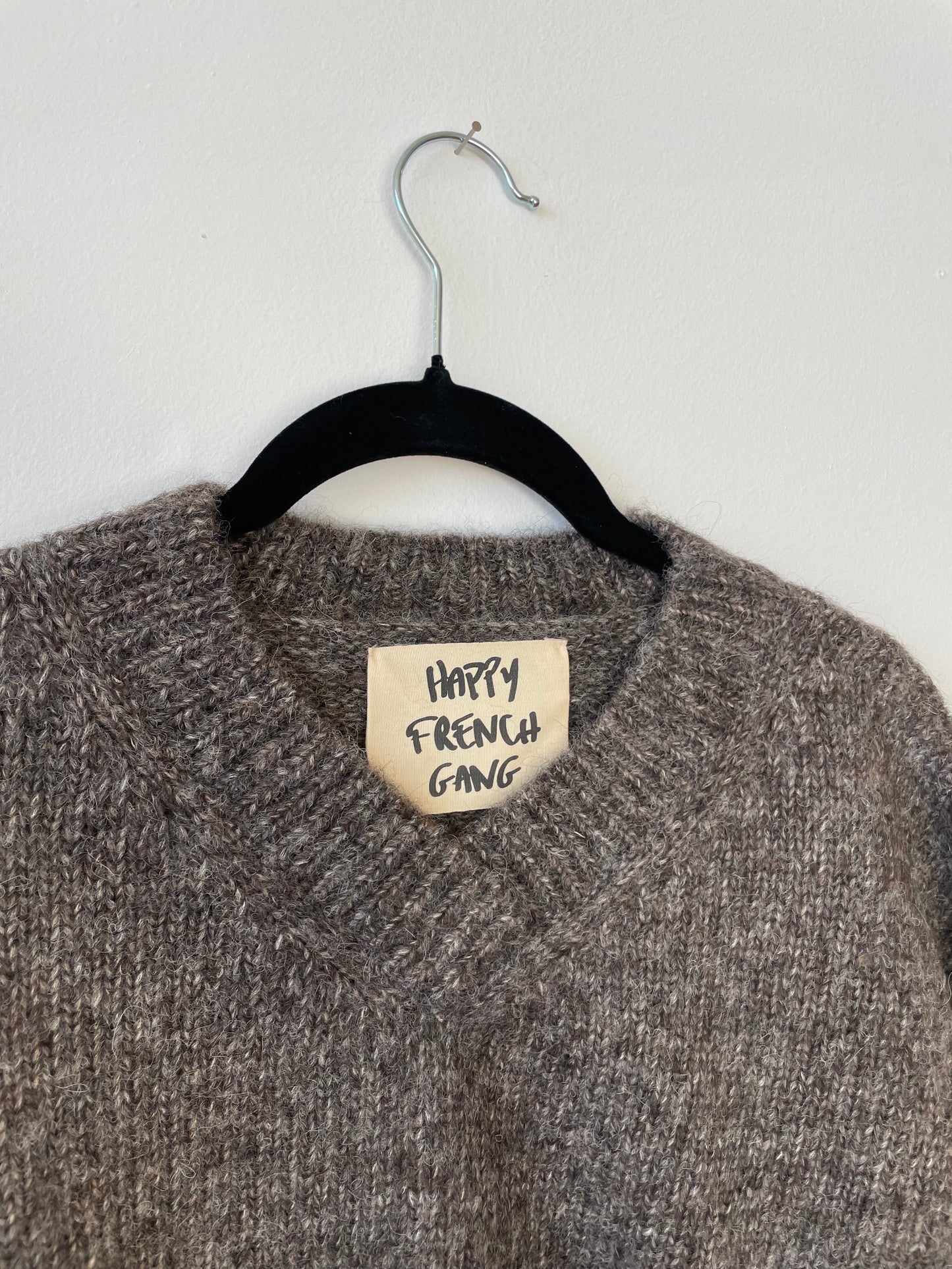 Hand-loomed Grey & Charcoal Félix Sweater, Undyed Alpaca