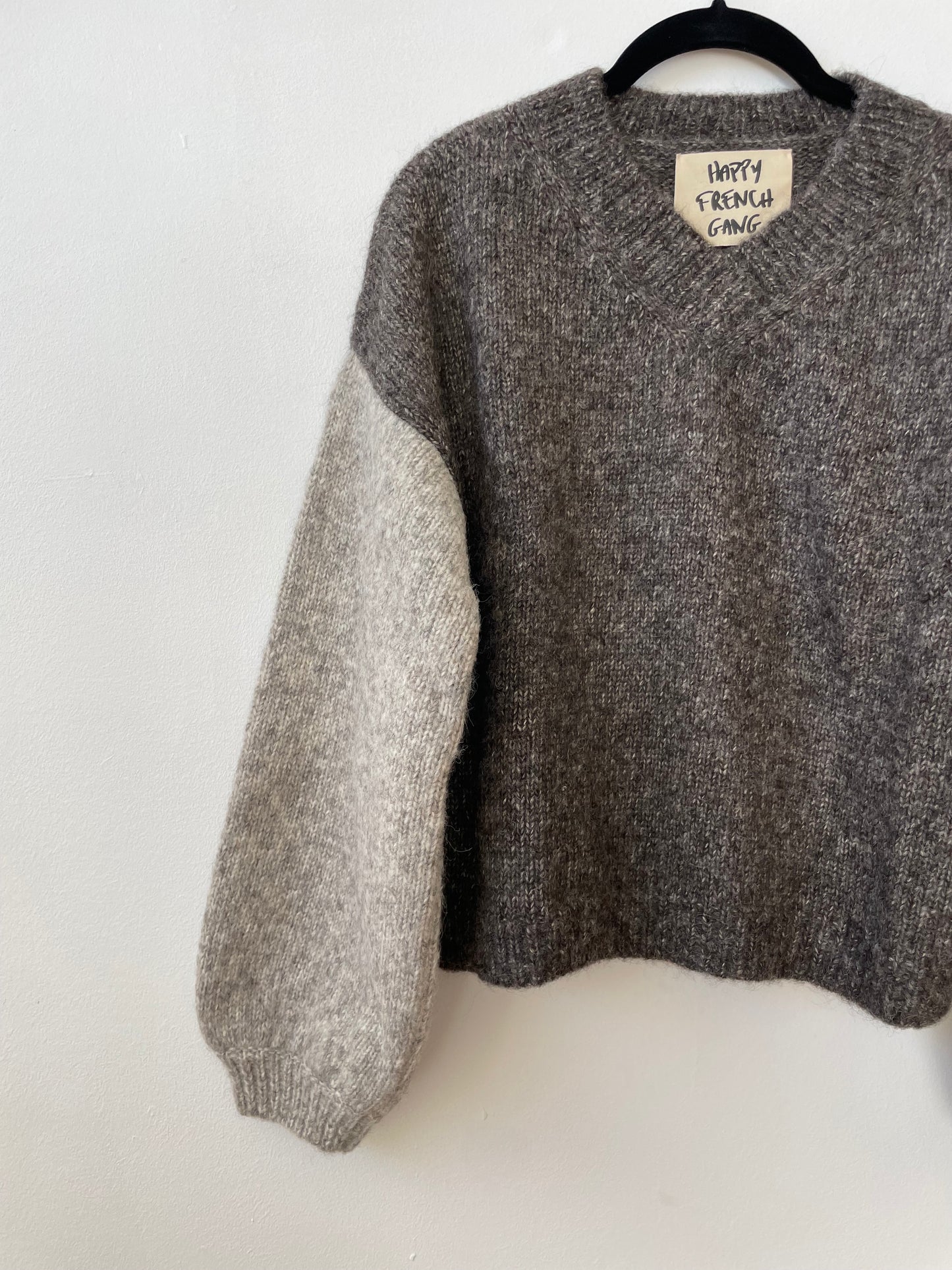 Hand-loomed Grey & Charcoal Félix Sweater, Undyed Alpaca