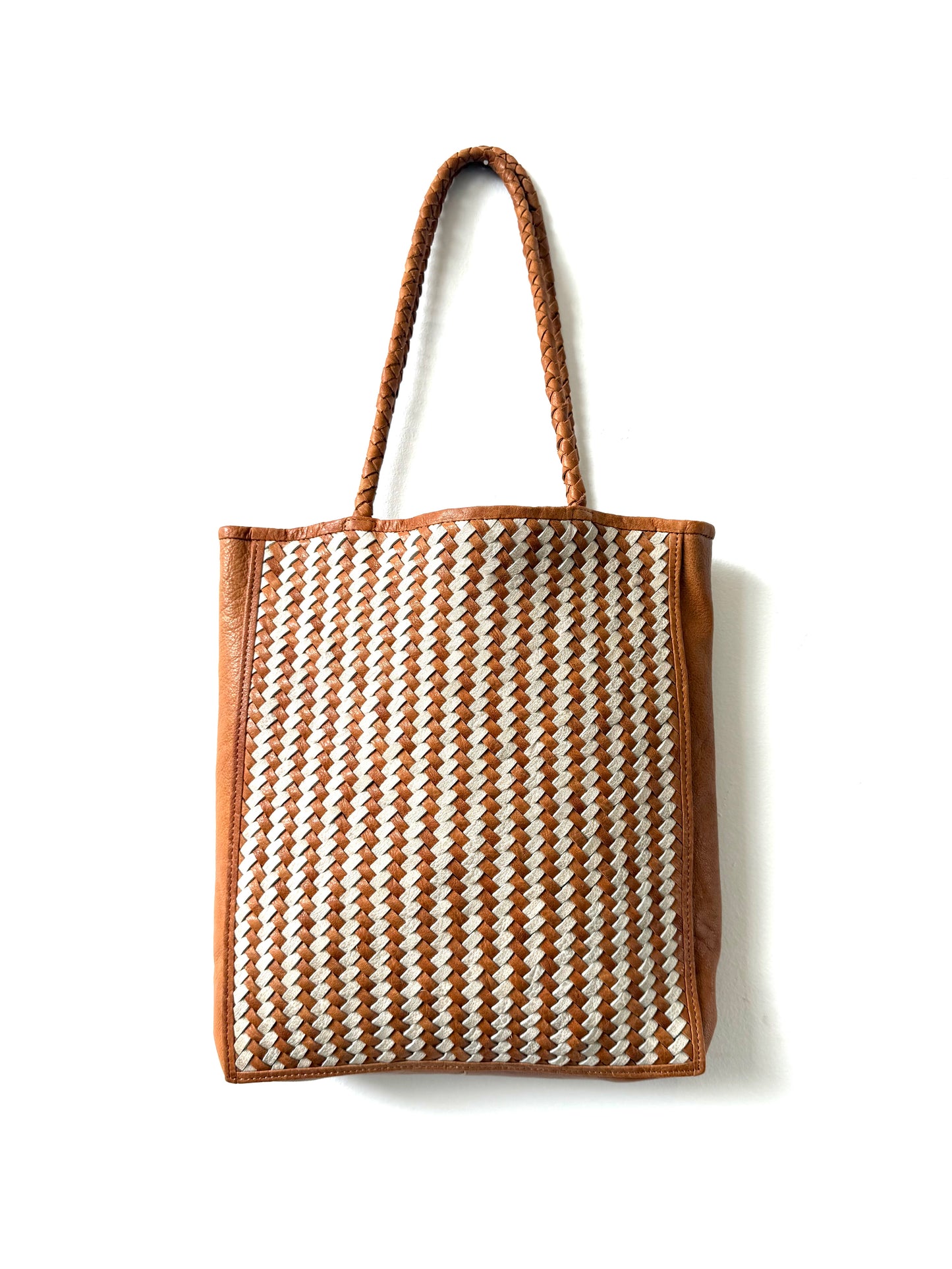 Darna Tan and White Tote Bag