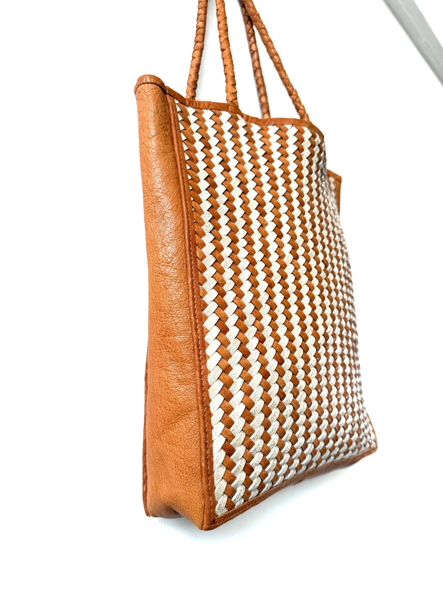 Darna Tan and White Tote Bag