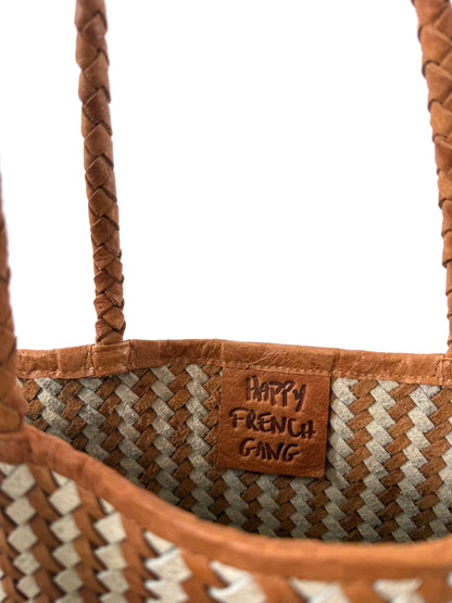 Darna Tan and White Tote Bag