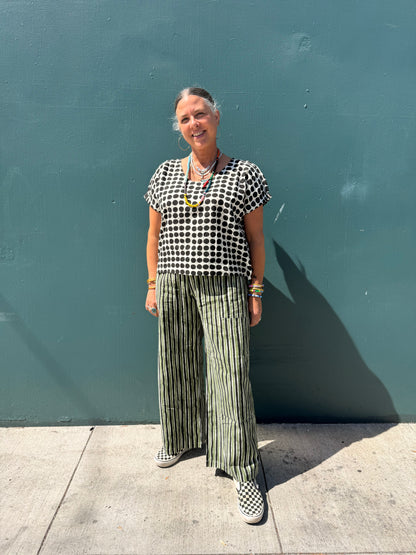 Omar Black and Green Stripes Pants