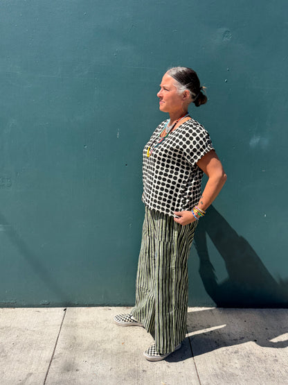 Omar Black and Green Stripes Pants