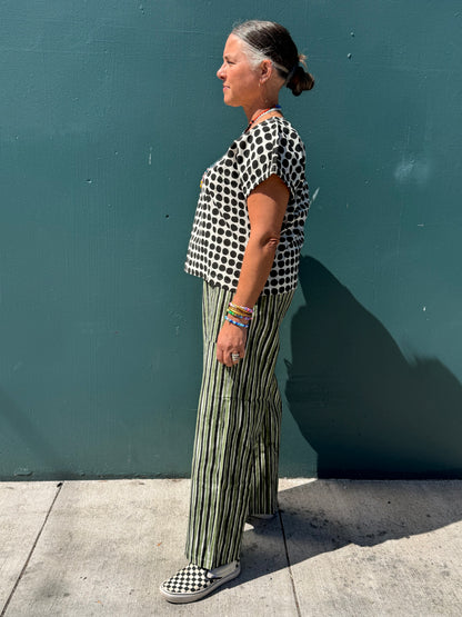 Omar Black and Green Stripes Pants