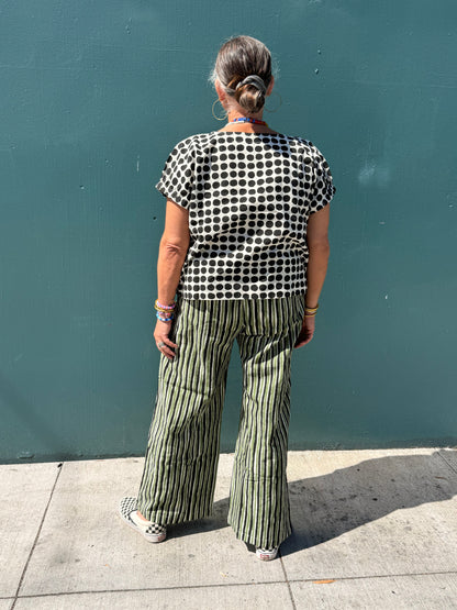 Omar Black and Green Stripes Pants