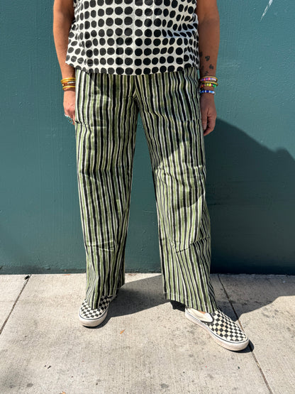 Omar Black and Green Stripes Pants