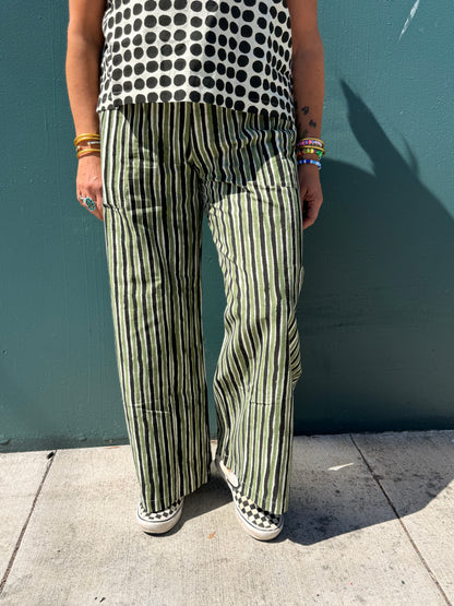 Omar Black and Green Stripes Pants