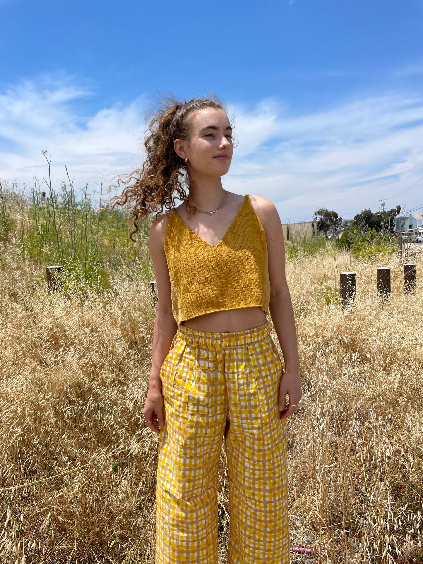 Mustard Tank Top, Hand Knit & Natural Dyes