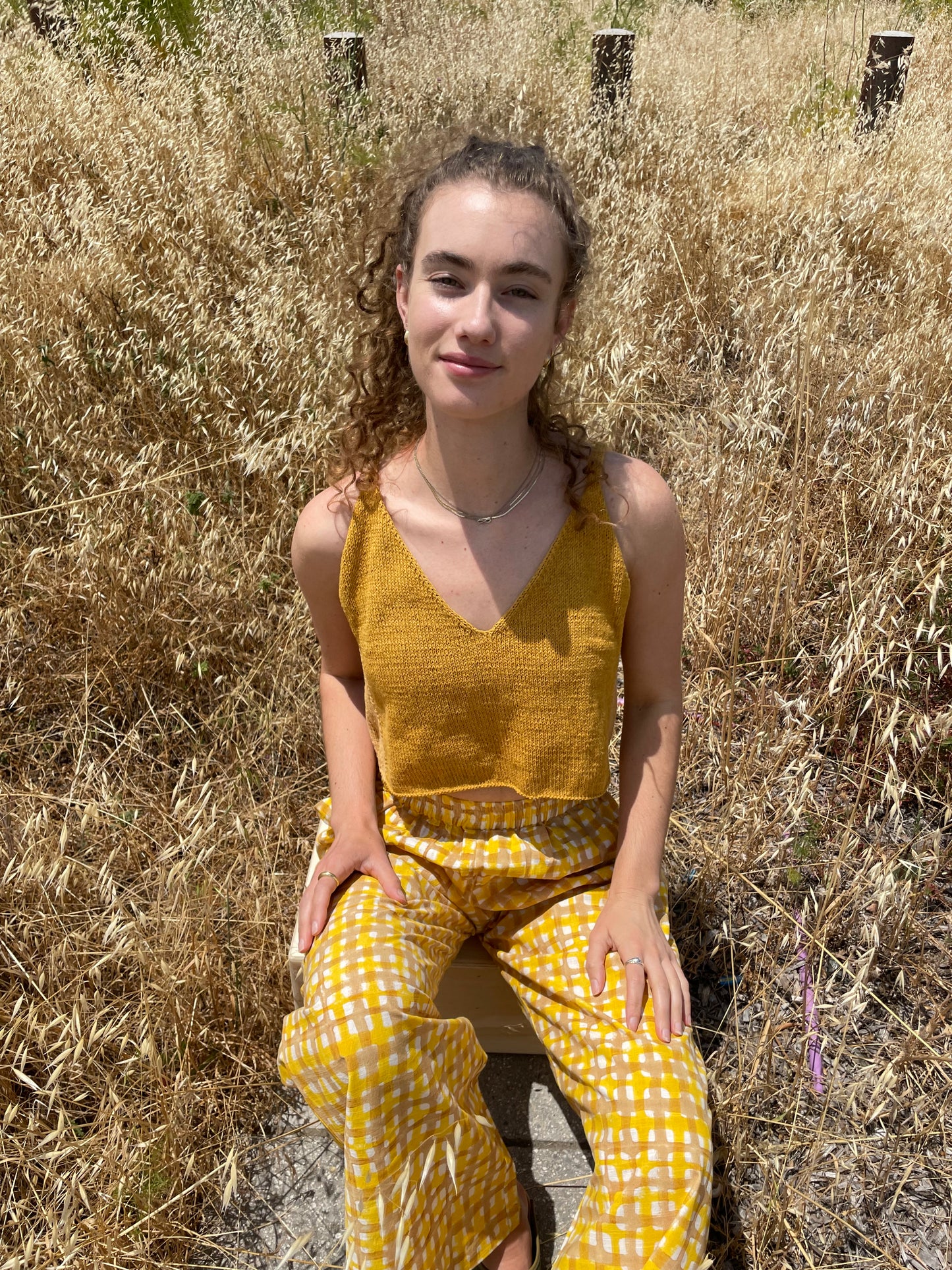 Mustard Tank Top, Hand Knit & Natural Dyes