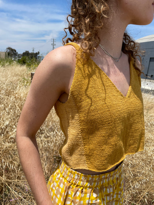 Mustard Tank Top, Hand Knit & Natural Dyes