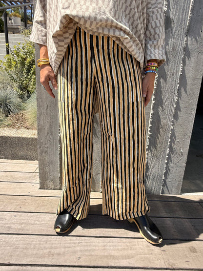 Omar Black and Camel Stripes Pants