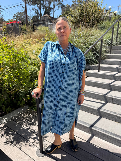 Elise Dress Indigo Check Light
