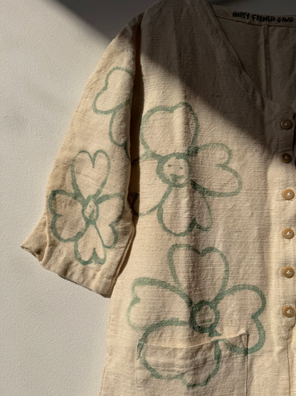 #126 Hand-painted Textured Jumpsuit S/M - Les Fleurs