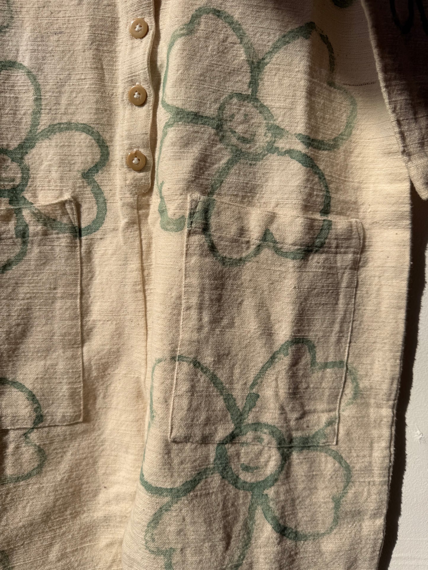 #126 Hand-painted Textured Jumpsuit S/M - Les Fleurs