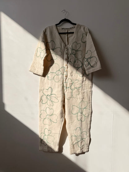 #127 Hand-painted Textured Jumpsuit M/L - Les Fleurs (Copy)