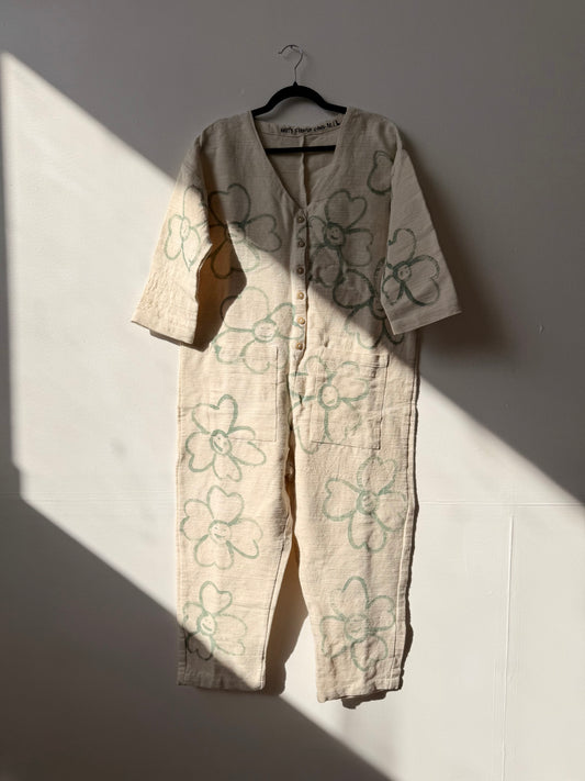 #127 Hand-painted Textured Jumpsuit M/L - Les Fleurs (Copy)
