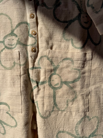 #127 Hand-painted Textured Jumpsuit M/L - Les Fleurs (Copy)