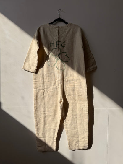 #127 Hand-painted Textured Jumpsuit M/L - Les Fleurs (Copy)