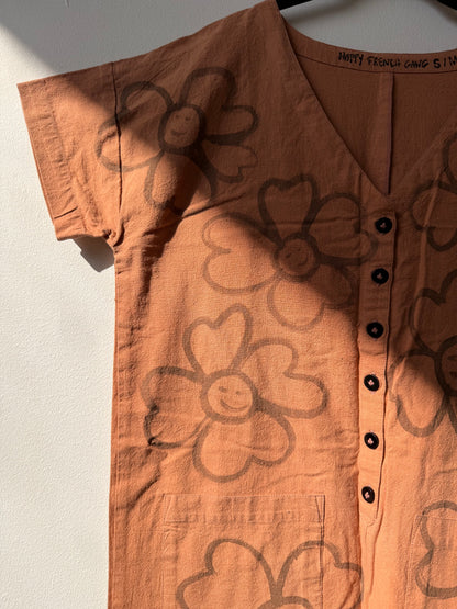#121 Hand-painted Short Sleeve Jumpsuit S/M - Les Fleurs