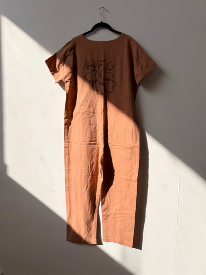 #121 Hand-painted Short Sleeve Jumpsuit S/M - Les Fleurs
