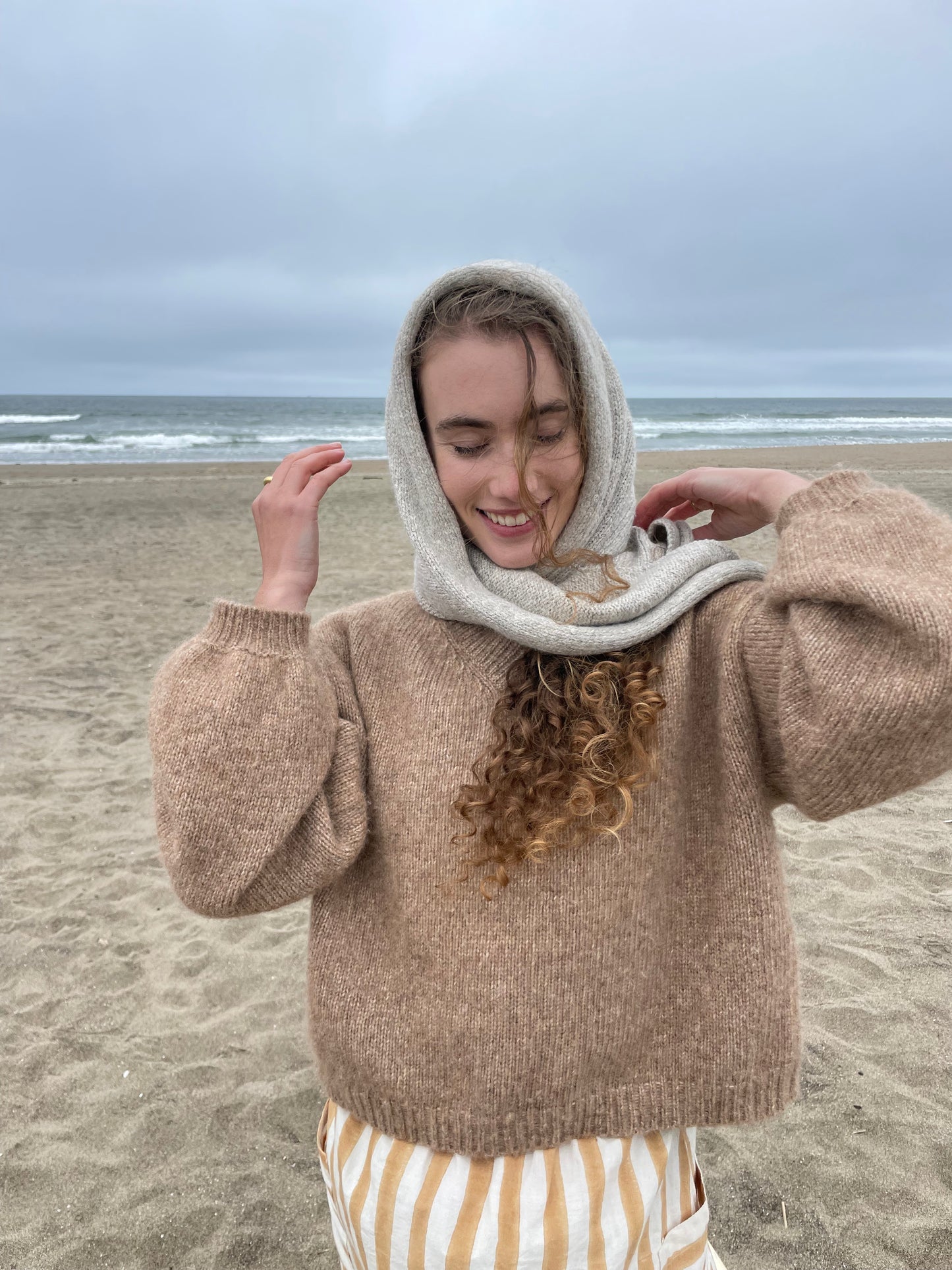 Hand-loomed Brown Laurette Shawl, Undyed Alpaca