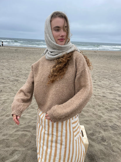 Hand-loomed Brown Laurette Shawl, Undyed Alpaca