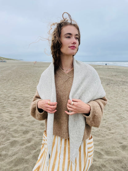 Hand-loomed Brown Laurette Shawl, Undyed Alpaca