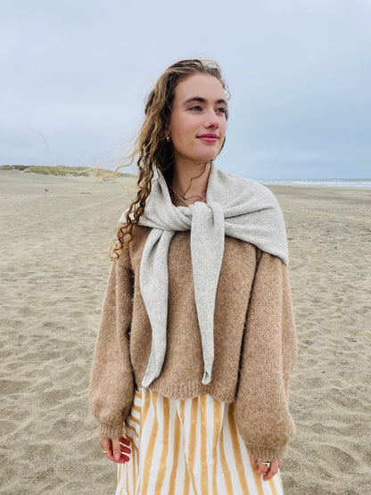 Hand-loomed Brown Laurette Shawl, Undyed Alpaca