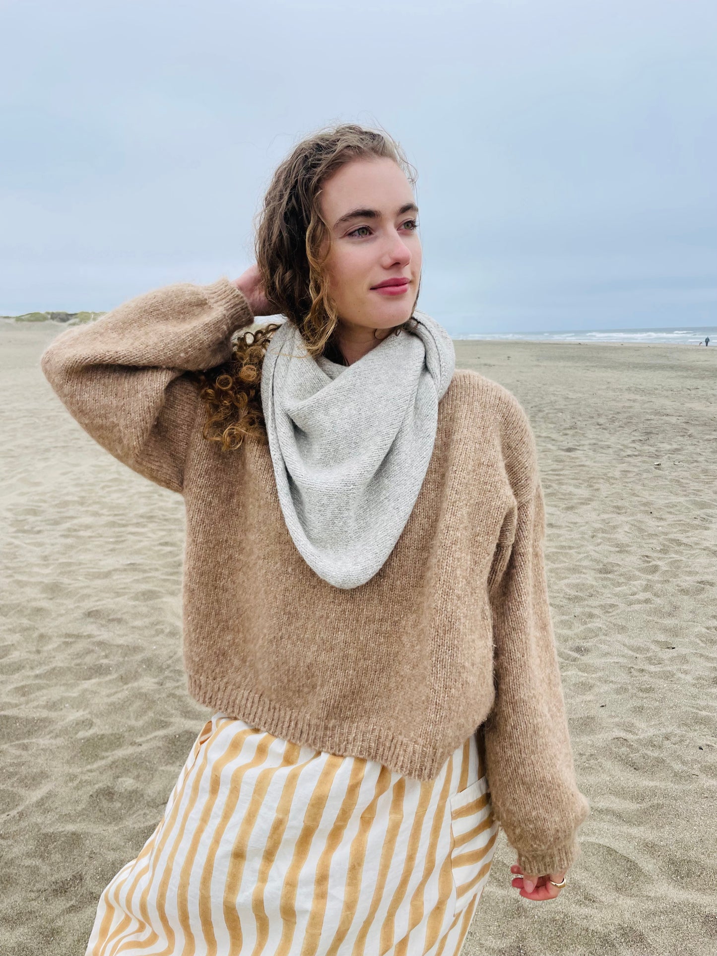 Hand-loomed Brown Laurette Shawl, Undyed Alpaca