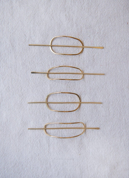 Oval Golden Sands Hairpin: Thin