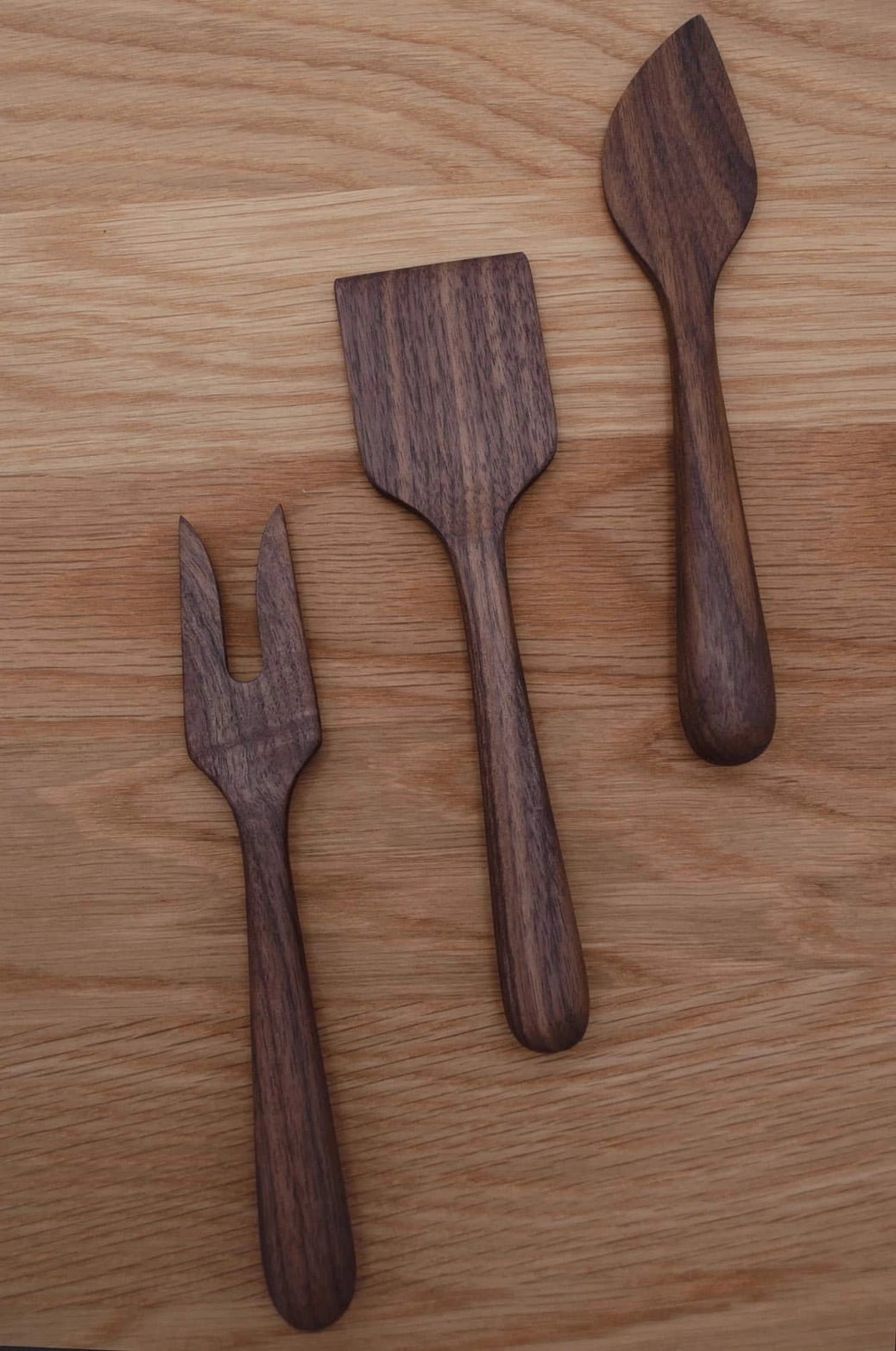 6.5" Walnut Wood Cheese Set - Handmade Serving Utensils