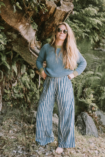 Omar Indigo Stripes Light Pants