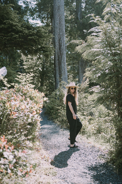 Short Sleeve Light Black Jumpsuit