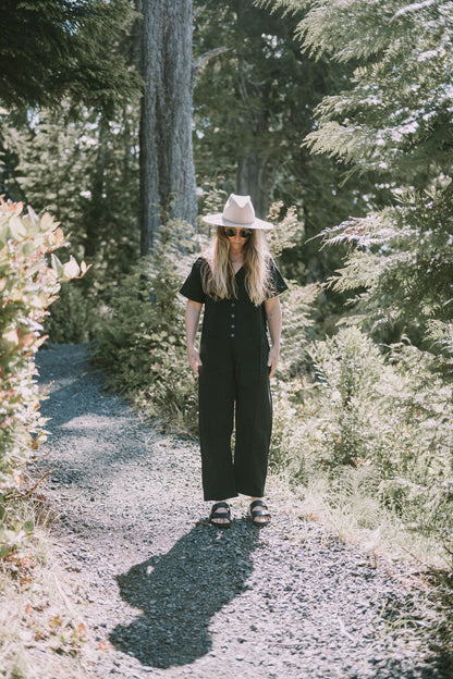 Short Sleeve Light Black Jumpsuit