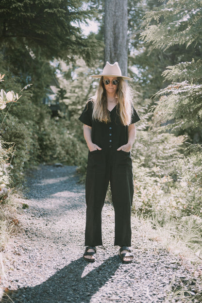 Short Sleeve Light Black Jumpsuit