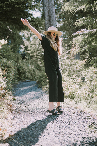 Short Sleeve Light Black Jumpsuit