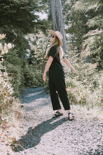Short Sleeve Light Black Jumpsuit