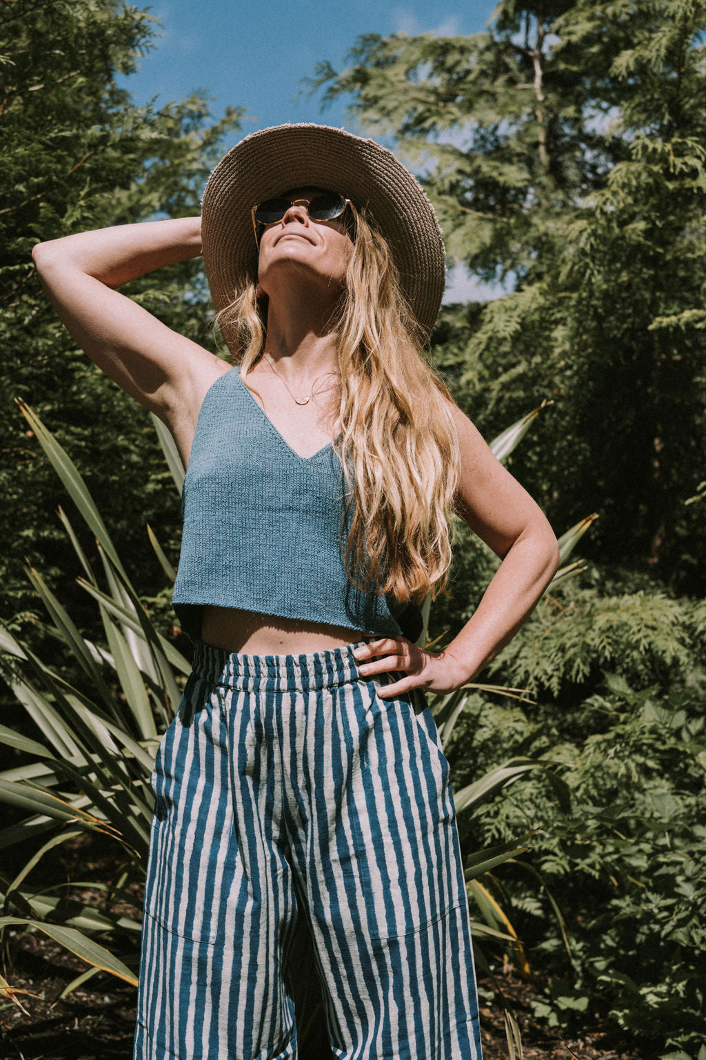 Light Indigo Tank Top, Hand Knit & Natural Dyes