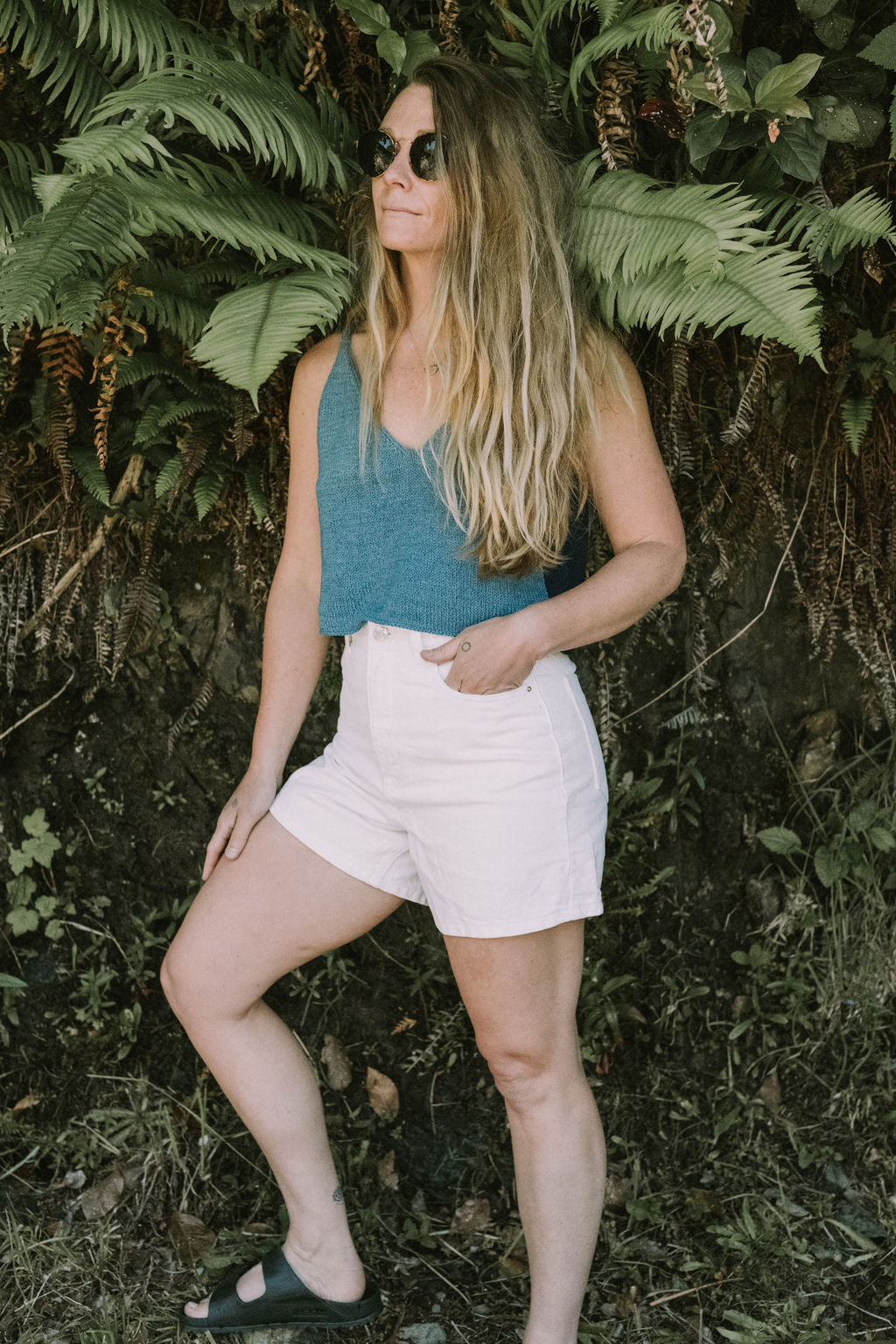 Light Indigo Tank Top, Hand Knit & Natural Dyes