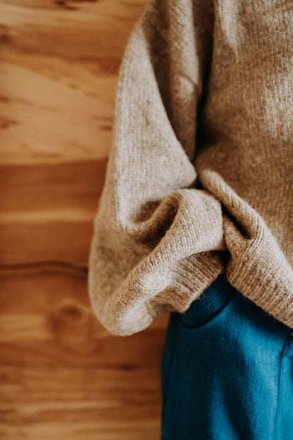 Hand-loomed Camel Félix Sweater, Undyed Alpaca