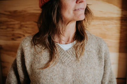 Hand-loomed Camel Félix Sweater, Undyed Alpaca