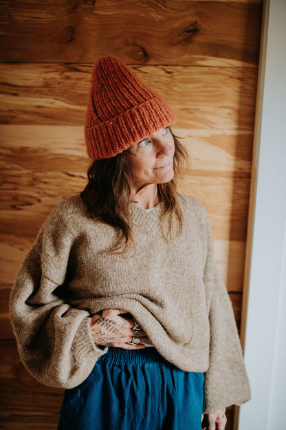 Hand-loomed Camel Félix Sweater, Undyed Alpaca